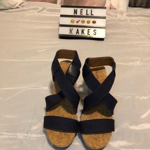 “Never Been Worn” Blue Strapped Wedge